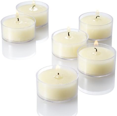Ivory Vanilla Scented Clear Cup Tealight Candles, Set of 50