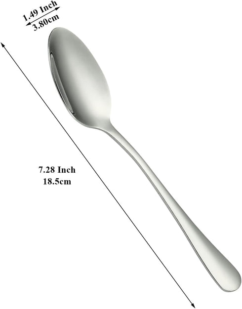 Dinner Spoons 12 Pieces, Stainless Steel 7.28inch Spoons, Dessert Spoons, Table Spoon, Soup Spoons, Easy To Clean, Dishwasher Safe