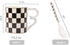 Porlien Checker Porcelain 18-ounce Mug Set of 2 with Teaspoon, Coffee Mugs and Tea Cups