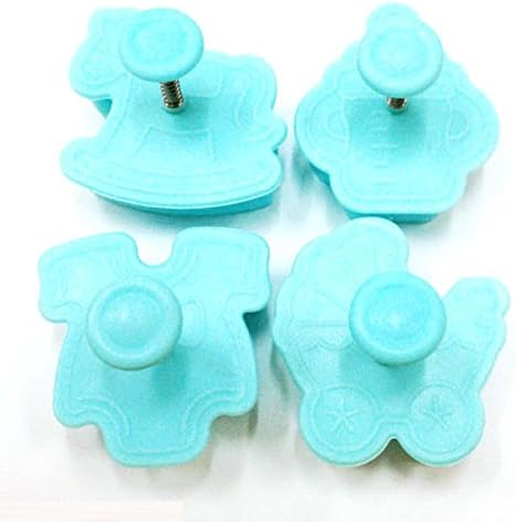 TinkSky Cute 3D Baby Shirt Bottle Pushchair Rocking Horse Shaped Cake Fondant Cookies Molds Set (Random Color)