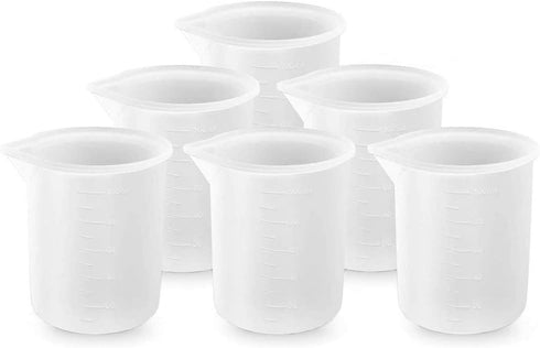 Goldblue 6Pcs 100ml Silicone Measuring Cups, Nonstick Mixing Cup for DIY Resin Glue Tools
