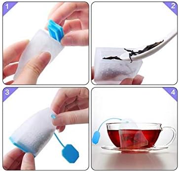 4 Pack Reusable Silicone Tea Bags, Loose Leaf Tea Infuser Strainer Set for Tea Cups Mugs and Teapots