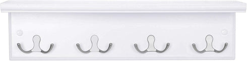 SONGMICS Entryway Hanging Coat Rack, Wall-Mounted Wooden Shelf with 4 Double Hooks