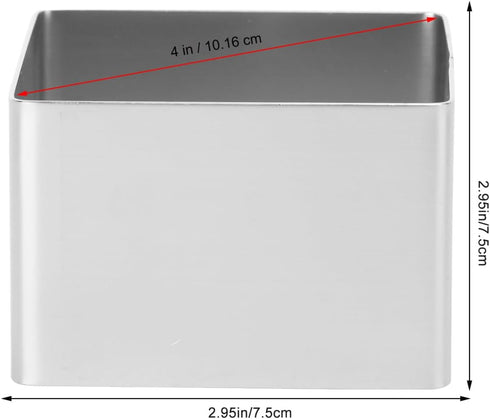 UPKOCH 4" Square Mousse Mold, Stainless Steel Cake Ring for Tiramisu Cheesecake, Dishwasher-Safe