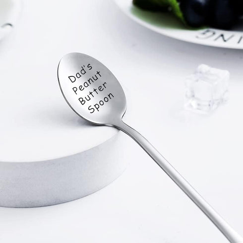 Dad Gifts for Birthday Christmas from Daughter Son Creative Dad’s Peanut Butter Spoon for Father's Day Peanut Butter Lover Gift for Daddy Dads Day Gift for Men Engraved Stainless Steel Dad Spoons