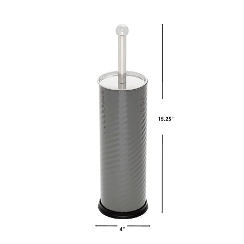 Home Basics Toilet Brush with Swirl Canister, Grey | Neutral Color | Sturdy Base | Embossed Design