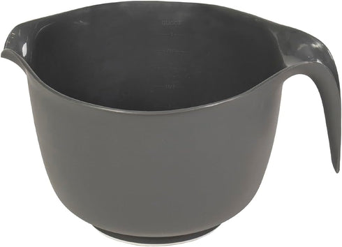 Glad Mixing Bowl with Handle – 3 Quart Heavy Duty Plastic with Pour Spout for Cooking and Baking, Grey