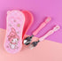 Cute Pink Melody Fork and Spoon Flatware Set with Case, Tableware Set with Cute Figure, Medium by Lilfant