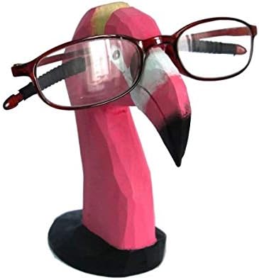 TANG SONG Handmade Wood Hand Carved Flamingo Eyeglass Holder for Office Desk Decor Gifts