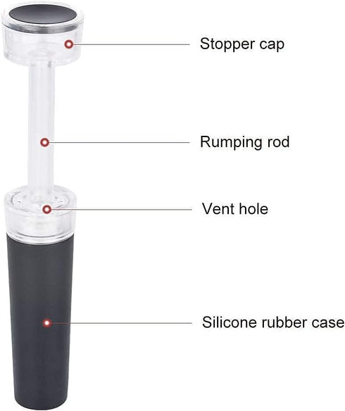 6 Pack Vacuum Wine Stopper, Reusable Silicone Caps, Air Remover Corks, Leakproof Wine Bottle Sealer for Wedding