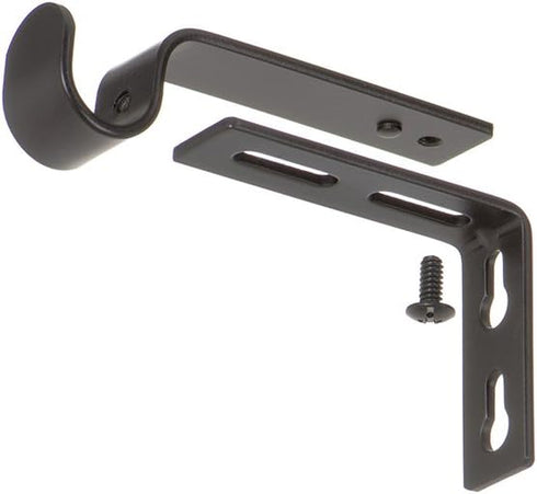 Ivilon Adjustable Brackets for Curtain Rods - Set of 2 for 1/2 or 5/8 Inch Rods - Antique Black