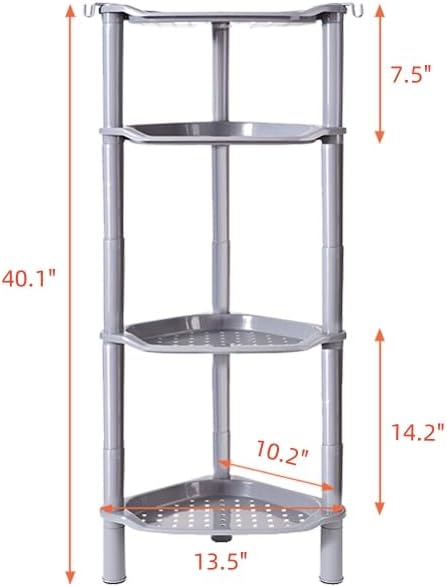 4 13.5 10 33.5 Inches,Grey(Round 4 Tier Shower Caddy Corner,Plastic Shower Shelf Organizer for Inside Bathroom