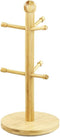 Home Basics Bamboo Mug Tree, Holds Up to 6 Coffee Cups, Free Standing Circular Base for Kitchen Countertop, Beige