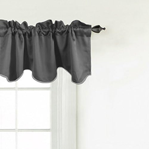 Turquoize Blackout Curtain Valances, 52" x 18" Smoked Pearl Short Scalloped Window Valance for Kitchen