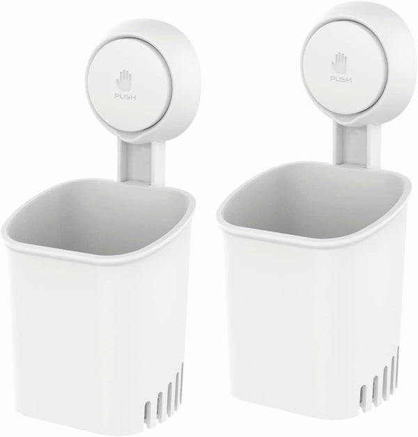LEVERLOC Powerful Suction Toothbrush Holder, Removable Drill-Free Wall Shower Holder for Toothbrush,
