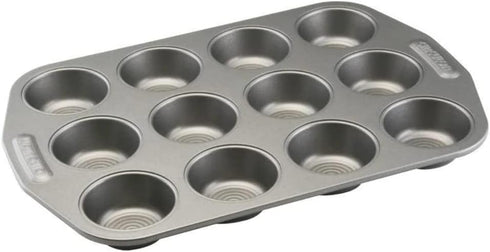 Circulon Total Nonstick 12-Cup Muffin Tin / Nonstick 12-Cup Cupcake Tin - 12 Cup, Gray