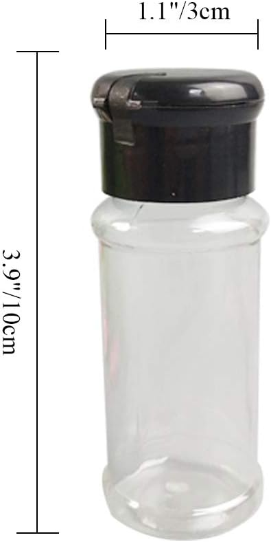 FEOOWV 25Pcs Empty Plastic Spice Bottles Set for Storing Barbecue Seasoning Salt Pepper and More 75 ml/2.5 oz (Black)