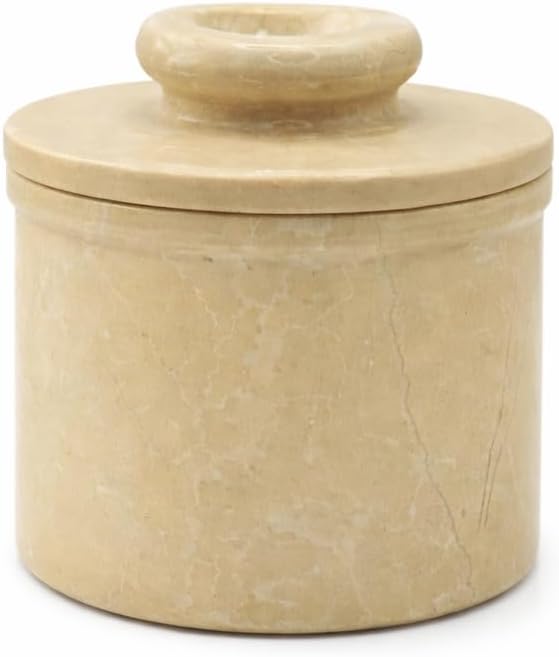 Verona Marble Butter Keeper - 4" French Butter Crock with Lid -