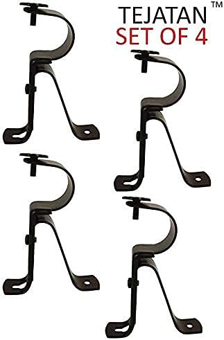 Curtain Rod Bracket for 1-Inch Diameter Rods, Set of 4 (2 Pairs), Black, Curtain Rod Holders