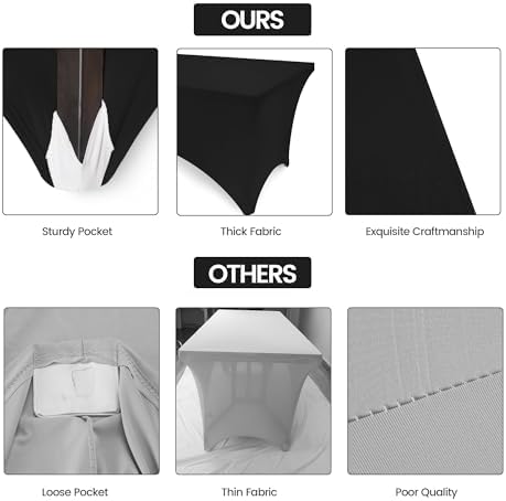 Utopia Kitchen 4FT Spandex Tablecloth - 1 Pack, Black - 200 GSM Stretch, Fitted, Washable Table Cover