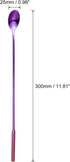 uxcell Long Handle Mixing Stirring Spoon, Stainless Steel Bartender Mixing Spoon Cocktail Stirrers, Bar Spoon Stirring Spoon (Length: 300mm/11.81", Purple)