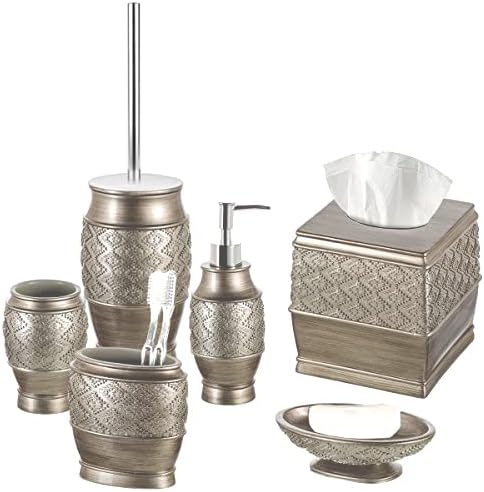 Set Creative Scents Dublin Silver Toilet Brush - Toilet Bowl Cleaner Brush and Holder - Decorative Bathroom Cleaner