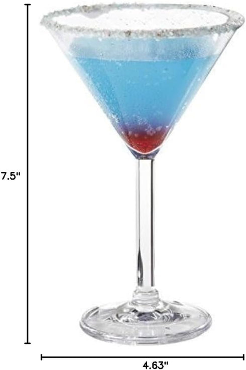 G.E.T. Heavy-Duty Shatterproof Plastic Martini Glasses, 10 Ounce, Clear, Set of 4