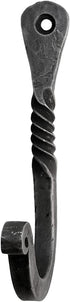 Hand Forged Twisted Wrought Iron Wall Hook, Black Antique Finish Handmade Coat Hook for Kitchen Towel Rack