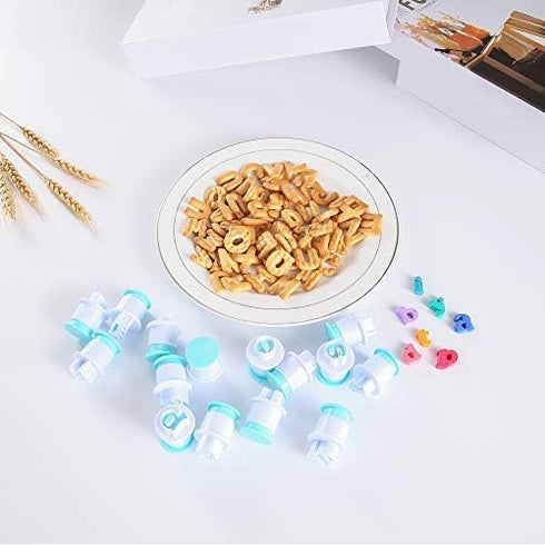 Alphabet Letters Molds, 26pcs Plunger Cutters for Fondant Cake Decorating Tools, DIY Sugar Craft Cookies