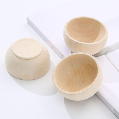 SEWACC 5pcs Unfinished Wooden Bowls, Unpainted Serving Bowls for Fruits, Salad, Cereal, Wood Crafts Bowls