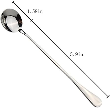 Long-handled Ice Tea Spoon, Cocktail Stir Spoons, Stainless Steel Coffee Spoons, Ice Cream Scoop Set of 8 (Silver)
