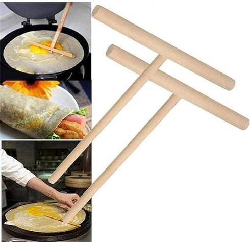 2 Pcs Wooden Crepe Maker, Pancake Batter Spreader Stick, Kitchen Cooking Utensils for Restaurant Canteen Supplies