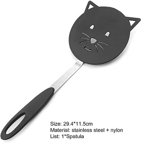 Nylon Turner Non Scratch Spatulas Turner Cat Kitchen Spatula Heat Resistant for Nonstick Cookware Cooking Utensil for Egg Pancake Steak Fish and More,2 PACK by AIQIBAO