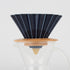 Ceramic Coffee Dripper Pour Over Maker with Wood Stand, Elegant Flower Shape V60 Filter (Black)