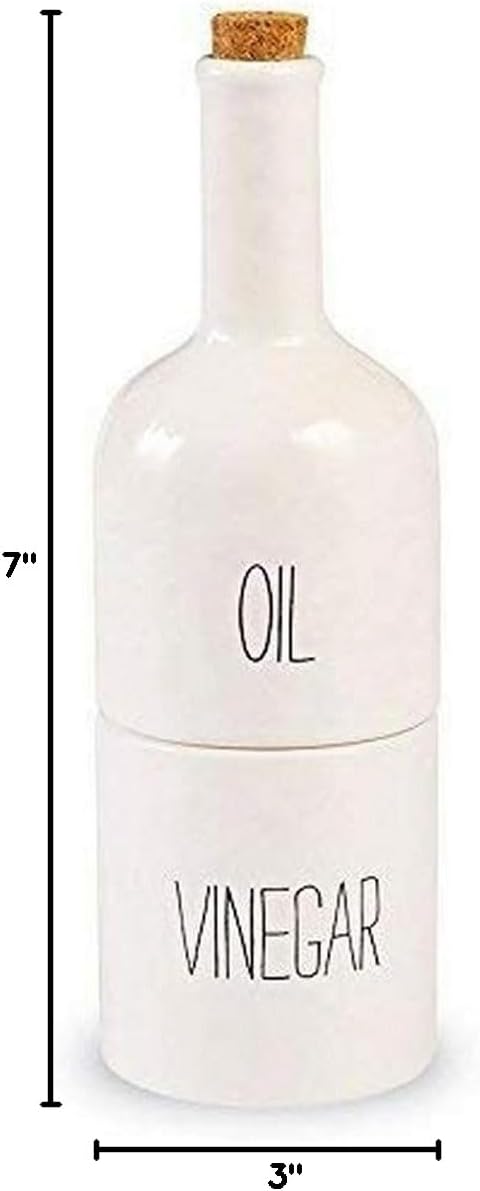 Stacked Oil and Vinegar Decanter Set - White