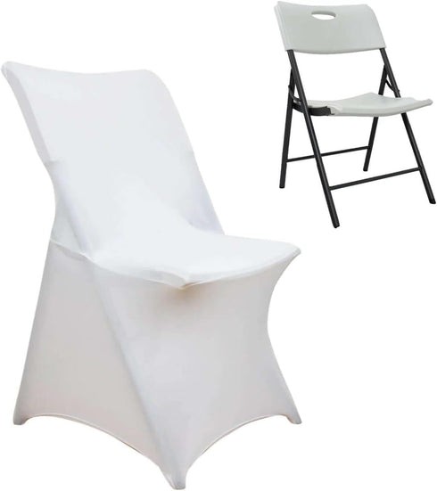Efavormart White Stretch Spandex Lifetime Folding Chair Cover, Premium Fitted Chair Cover
