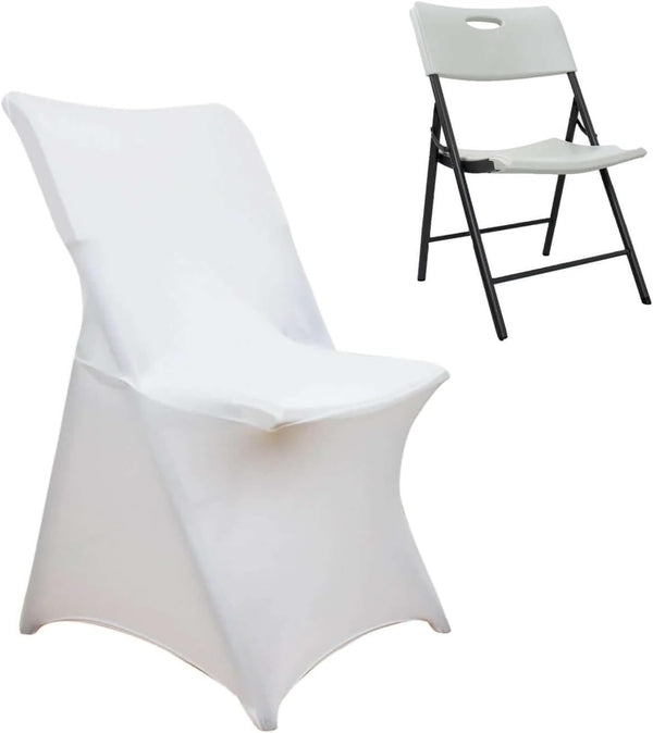 Efavormart White Stretch Spandex Lifetime Folding Chair Cover, Premium Fitted Chair Cover