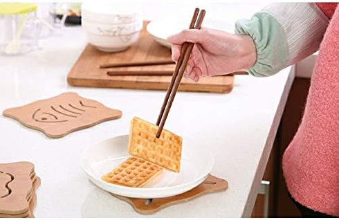 Wooden Chopsticks, 10 Pairs Reusable Dishwasher Safe, Handmade Iron Wood, Natural Healthy for Cooking, Eating,