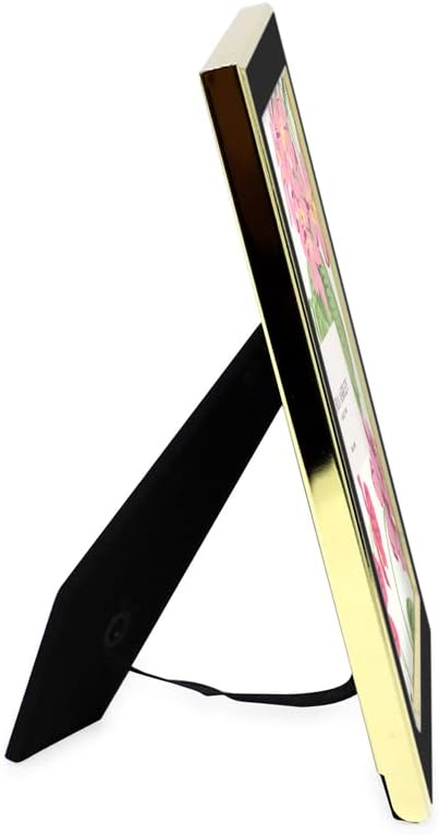 Laura Ashley 4x6 Black Enamel Picture Frame, Gold Metal Edge with Easel for Countertop, Tabletop Display, Wall Décor