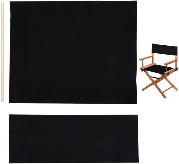 GORGECRAFT 21~16x8~21" Directors Chair Covers Canvas Replacement Seat Cover Black Canvas Seat