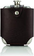 Viski Stainless Steel Flask with Traveling Case, Leather Wrap, 5oz, Brown