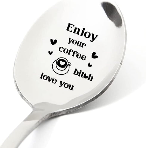 Enjoy Your Coffee Spoon Gift for Best Friends - Boyfriend/Husband - Anniversary/Birthday Gifts for Coffee Lovers