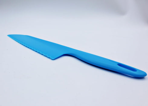 Plastic Vegetable Knife, 11" Serrated Edge Pizza Cutter with Non-slip Handle for Kitchen, 2-Pack, Blue