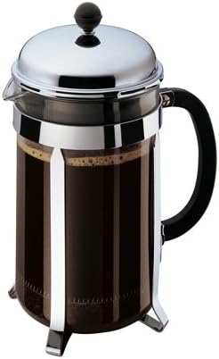 51oz Bodum Chambord French Press Coffee Maker, High-Heat Borosilicate Glass, Polished Stainless Steel Made in Portugal