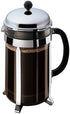 51oz Bodum Chambord French Press Coffee Maker, High-Heat Borosilicate Glass, Polished Stainless Steel Made in Portugal