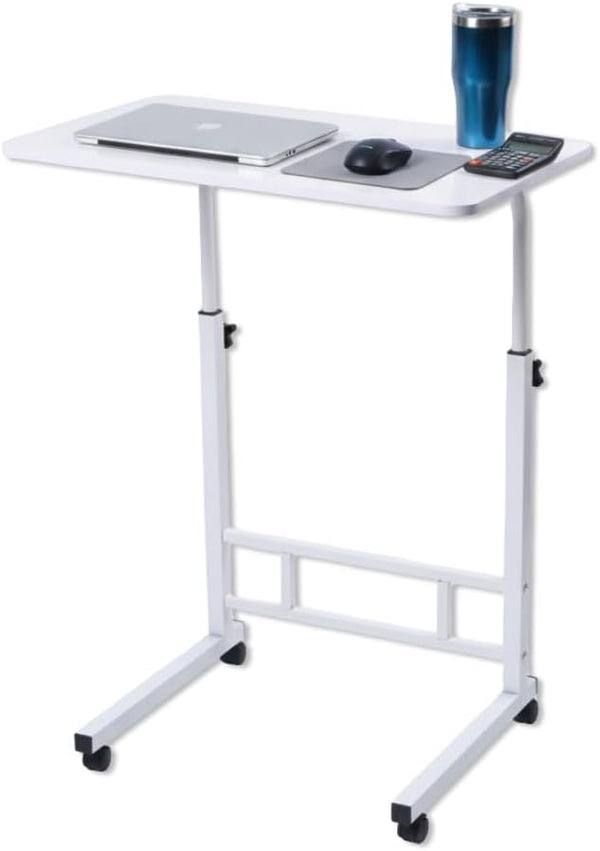Japard Small Desk on Wheels, Mobile TV Tray Table Rolling Desk for
