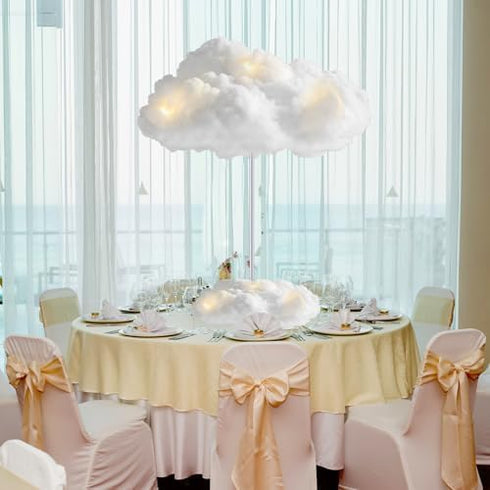 3 Set 3D Artificial Cloud LED Light Decorations Hanging Cloud Baby Shower Table Centerpiece DIY Kit for Ceiling Room