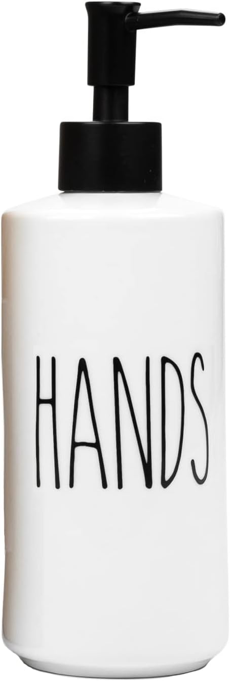 Heartland Home Porcelain 16oz Empty Liquid Dispenser Bottle for Hands. Hand Soap