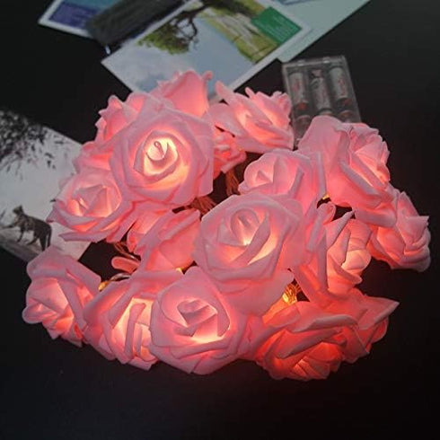 6cm (6.6ft 20LED, Fantasee LED Pink Rose Flower String Lights Battery Operated for Wedding Home Party Birthday Festival