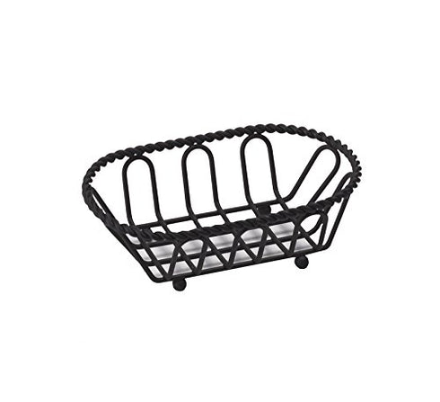 G.E.T. 4-33453 Black Oblong Braided Rim Metal Wire Basket, Iron Powder Coated, Oval Shape